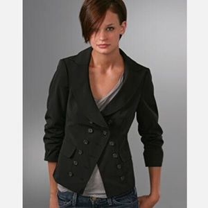 VINTAGE Elizabeth and James blazer - black, double breasted, ruched sleeves